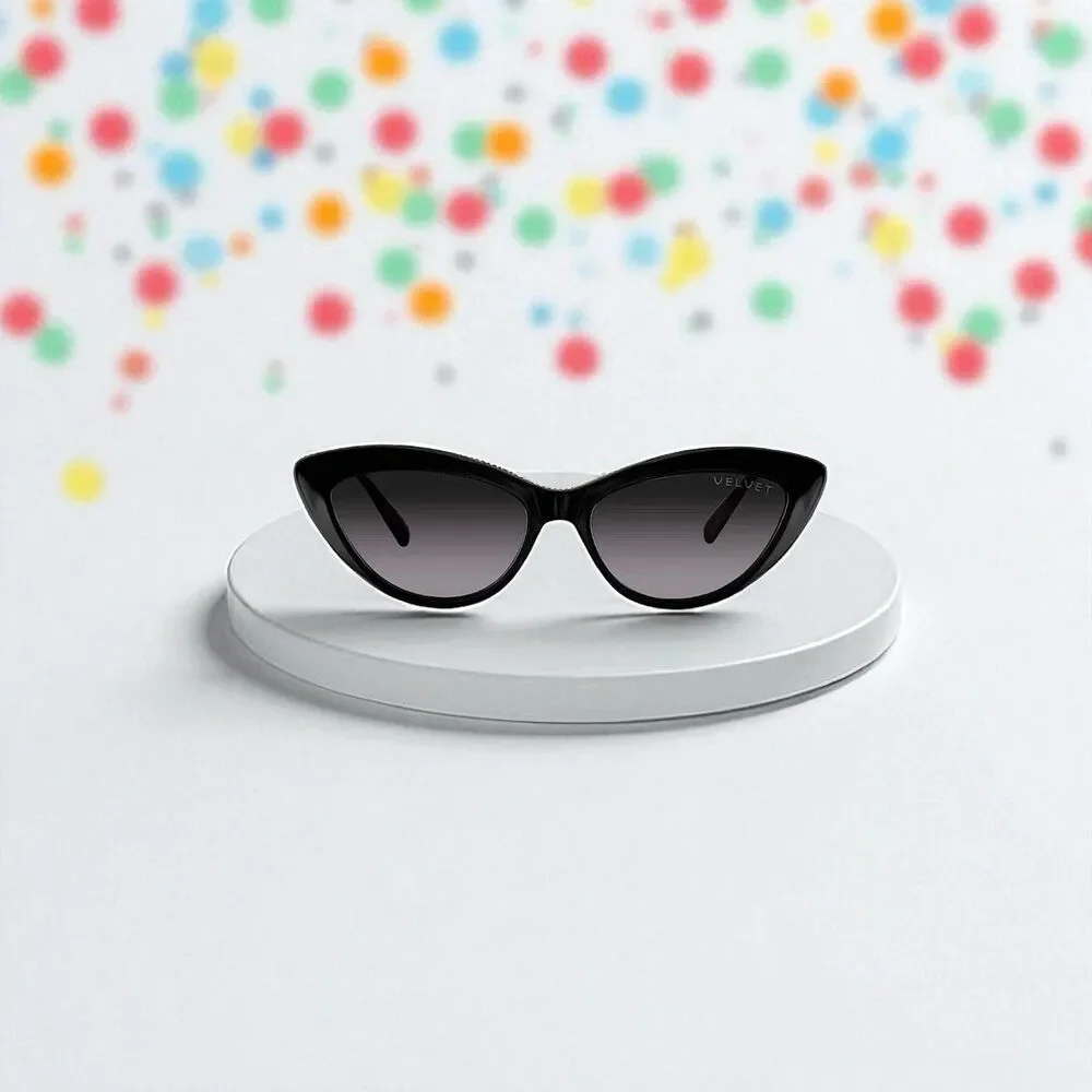 VELVET EYEWEAR The Lily Cat Eye Sunglasses in black w/microfiber pouch